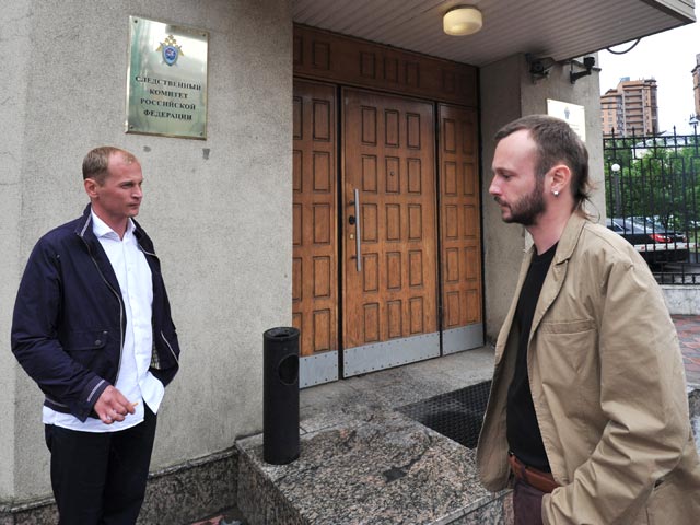 Оператор Андрей Сушенков (слева) и звукоинженер Антон Малышев, 10 июня 2014 года