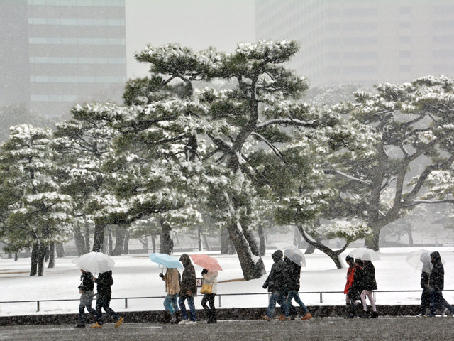 Сильный снегопад парализовал железнодорожное сообщение в ряде районов Японии