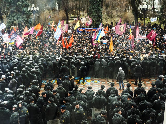 Протесты против принятия бюджета. Киев, 23 декабря 2014 года