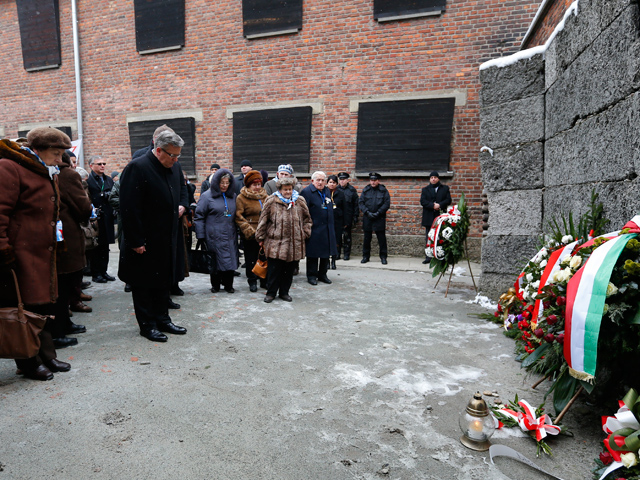 В Польше с возложения цветов у "Стены смерти" в музее на месте бывшего нацистского концлагеря "Аушвиц-Биркенау" в Освенциме стартовали торжества по случаю 70-летнего юбилея освобождения оставшихся в живых узников советскими войсками