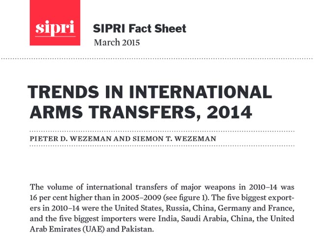 Стокгольмский международный институт исследований проблем мира (SIPRI) в понедельник, 16 марта, опубликовал очередной доклад о состоянии мировой торговли оружием