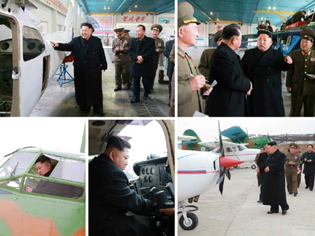 Молодой вождь КНДР Ким Чен Ын собственноручно совершил взлет и посадку на новом самолете в ходе визита на один из машиностроительных заводов страны, который приступил к выпуску самолетов легкого типа собственной разработки