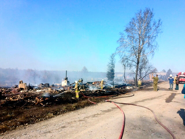 Дома в свердловском поселке, загоревшиеся вслед за травой, потушили