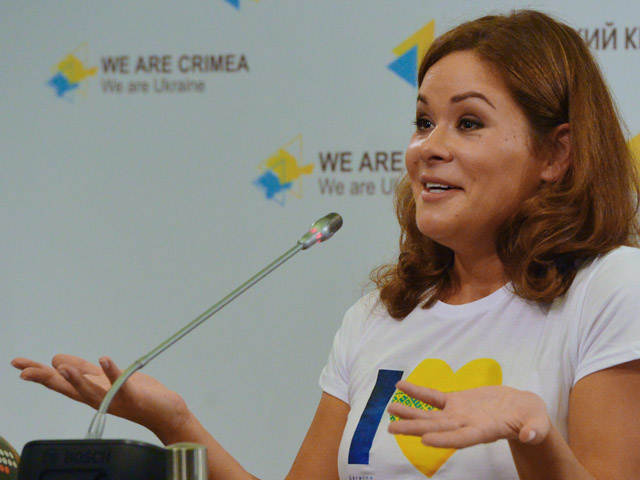 Мария Гайдар во время пресс-конференции в Киеве