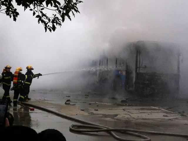 На границе Китая и Приморского края сгорел автобус, перевозивший россиян