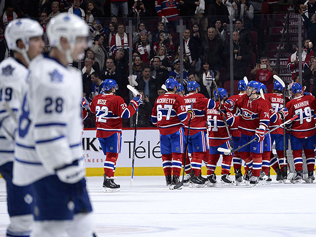 В матче регулярного чемпионат НХЛ "Монреаль" на домашнем льду со счетом 5:3 победил "Торонто" и установил рекорд, выиграв на старте сезоне в основное время в девятый раз подряд