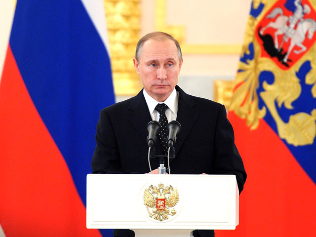 Президент РФ Владимир Путин выступил с осуждающей речью на церемонии вручения верительных грамот новыми послами иностранных государств