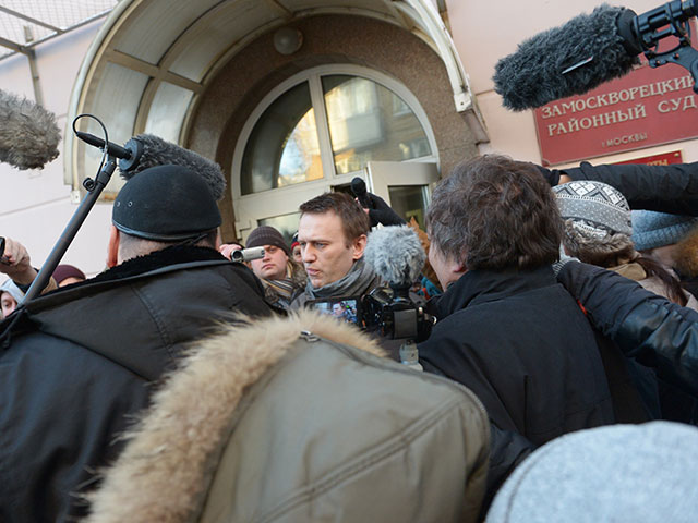 Алексей Навальный после заседания в Замоскворецком суде города Москвы