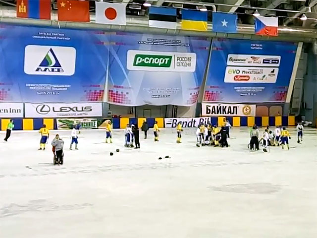 Игроки сборных Украины и Монголии устроили массовую драку в матче за третье место в группе Б на чемпионате мира по хоккею с мячом в Ульяновске