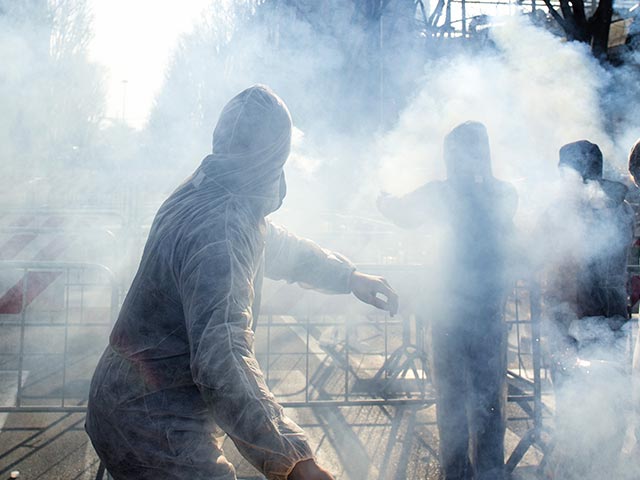 Лимоновцы закидали яйцами и дымовыми шашками украинское консульство в Петербурге