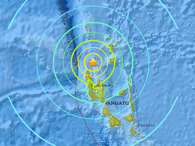 Землетрясение магнитудой 7,2 произошло у берегов островного государства Вануату в Тихом океане