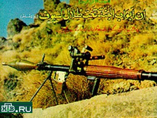 Плакат "Лашкар-э-тайба". Надпись на плакате гласит: "Двери в рай находятся под сенью сабель"