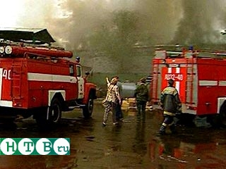Крупный пожар на Петровско-Разумовском рынке в Москве