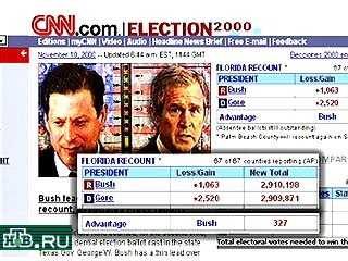 По сведениям агентства AP, после проверки подсчета во всех 67 округах, преимущество Джорджа Буша составляет 327 голосов