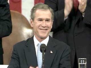 Джордж Буш выступил в Вашингтоне на совместном заседании сената и палаты представителей конгресса США с первым ежегодным посланием