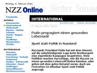 Neue Zuericher Zeitung: в России политику заменит спорт