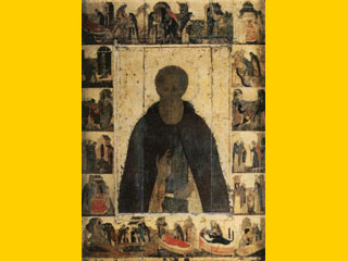 Икона преподобного Димитрия Прилуцкого в житии. Дионисий (?), около 1503 года
