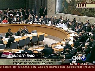 На заседании Совеба Безопасности ООН рассматривается проект англо-американской резолюции, которая фактически санкционирует применение военной силы против Багдада