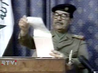 Саддам Хусейн выступит с телеобращением к нации. Обращение передавалось в записи. Пока не ясно, когда именно была сделана запись