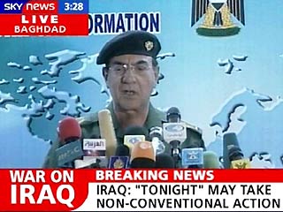 Ирак предупредил США ночью перейдет к запрещенным методам ведения войны. Но, как заявил министр информации Ирака Мухаммед Саид ас-Саххаф, оружия массового поражения применено не будет