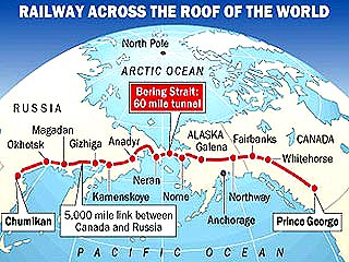Россия планирует строительство туннеля, который свяжет Азию и Америку. В настоящее время стоимость этого проекта оценивается в 128 млрд. долларов