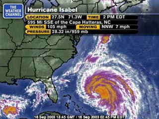 Ураган "Изабель" приближается к восточному побережью США
