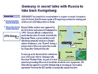 Британская газета Daily Telegraph сегодня вышла с сенсационным материалом. Статья называется "Германия ведет секретные переговоры с Россией о возвращении Кенигсберга"