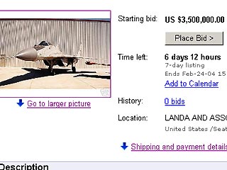 На eBay выставлены на продажу два истребителя МИГ-29 по 3,5 млн долларов за штуку