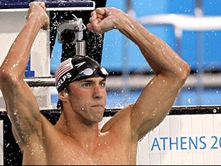 Майкл Фелпс стал героем олимпийского бассейна в Афинах