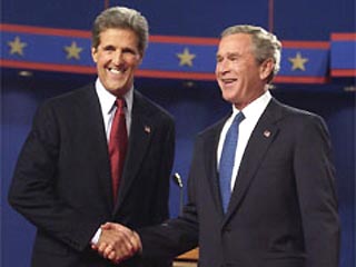 Первый раунд теледебатов между кандидатами в президенты США Джорджем Бушем и Джоном Керии завершился