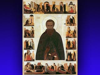 Православные верующие отмечают день памяти преподобного Сергия Радонежского. На фото образ прп. Сергия в житии