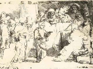 Рембрант. Отрок Иисус в Иерусалимском храме. Фрагмент офорта