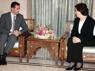 Рафика Харири на приеме у президента Сирии