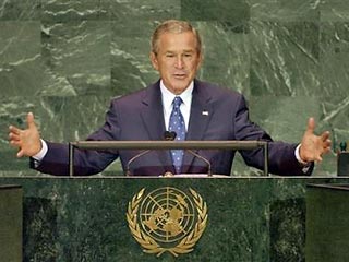 На открытии заседания ООН на прошлой неделе президент Буш сказал, что Соединенные Штаты могут добиться на мировой арене гораздо большего, создавая коалиции, а не выступая в качестве "одинокого рейнджера"