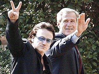 Лидер группы U2 Боно пообедал с Джорджем Бушем