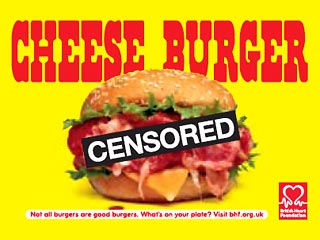 Устрашающие плакаты с изображением гамбургеров, заполненных хрящами и костями, скоро появятся по всей Великобритании