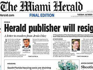 Издатель газеты Miami Herald во вторник ушел в отставку в связи со скандалом вокруг журналистов, которые принимали деньги от американских властей за подрыв режима Фиделя Кастро