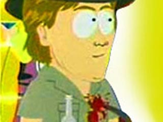 В эпизоде South Park, который показали в США на прошлой неделе, мультипликационный герой Ирвина участвует в хэллоуинской вечеринке в гостях у Сатаны. В числе приглашенных героев на бал Ирвин с бутылкой пива в руке и скатом на окровавленной груди