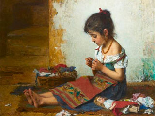 Картина салонного живописца XIX века Алексея Харламова "Маленькая портниха" (1925 год) была продана за 610,4 тыс. фунтов