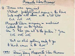 На аукционе Christie's за 192 тысячи долларов продан рабочий вариант текста к песне Maxwell's Silver Hummer, написанный от руки одним из участников легендарной группы The Beatles Полом Маккартни