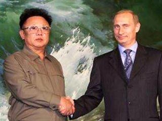Ким Чен Ир на встрече с Владимиром Путиным