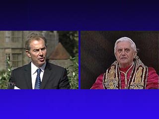 Наблюдателям неизвестно, обсуждался ли на встрече Папы  с бывшим британским премьером  переход Блэра в католичество.
