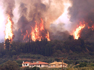Ситуация с лесными пожарами в Греции в субботу улучшилась, хотя полностью потушить очаги возгорания не удается