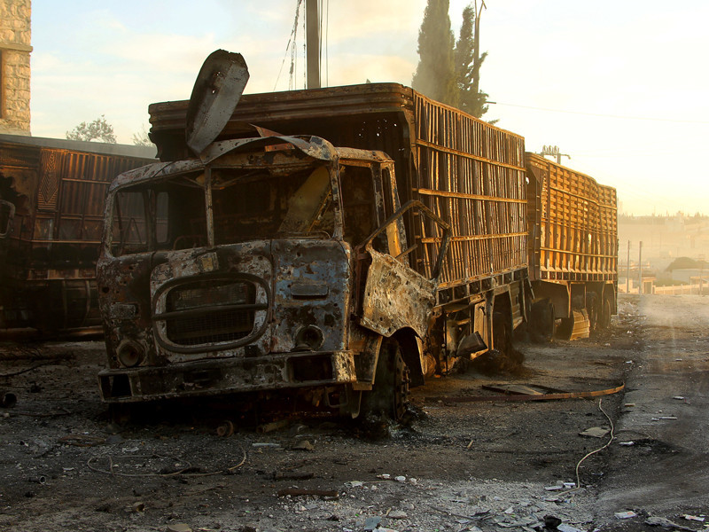 Последствия удара по конвою около Алеппо