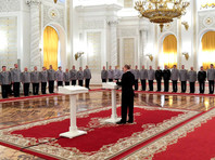 Президент РФ Владимир Путин в Кремле встретился с высшими офицерами по случаю их назначения на вышестоящие должности и присвоения им высших воинских специальных званий