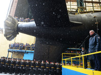 Торжественная церемония спуска на воду атомного подводного крейсера "Казань" ВМФ России в Северодвинске