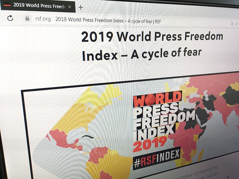Международная неправительственная правозащитная организация "Репортеры без границ" (RSF) опубликовала ежегодный отчет о нарушениях свободы слова в мире