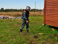 В поселке Молодцово Кировского района сотрудники МЧС России проводят разминирование территории