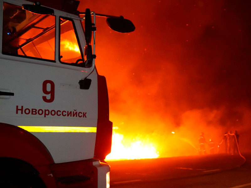 Firefighters fight reeds on the floodplains in Anapa