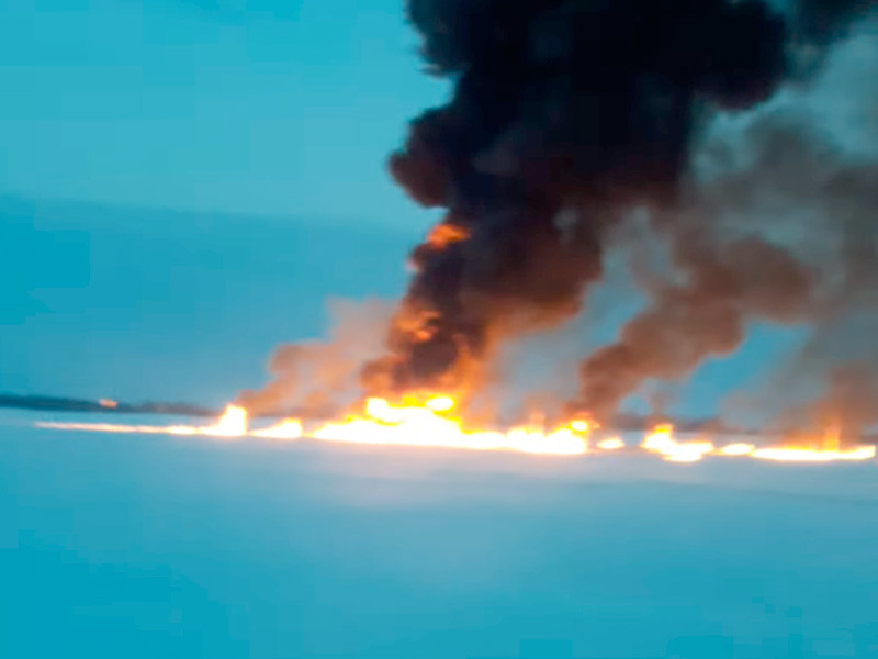 Возгорание на месте порыва подводного продуктопровода в ХМАО полностью ликвидировано

